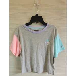 Champion Shirt Sleeve Gray Colorblock T-shirt Girls Kids Large NEW